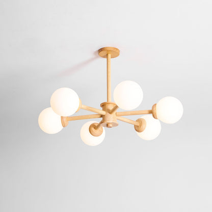 Kozan Wooden Chandelier - Elegant Design with Adjustable Height & LED