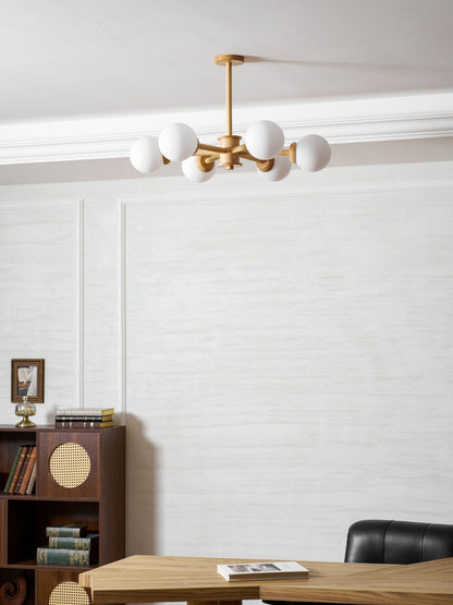 Kozan Wooden Chandelier - Elegant Design with Adjustable Height & LED
