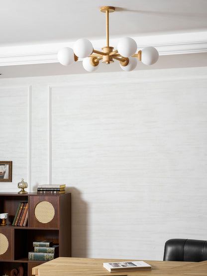 Kozan Wooden Chandelier - Elegant Design with Adjustable Height & LED