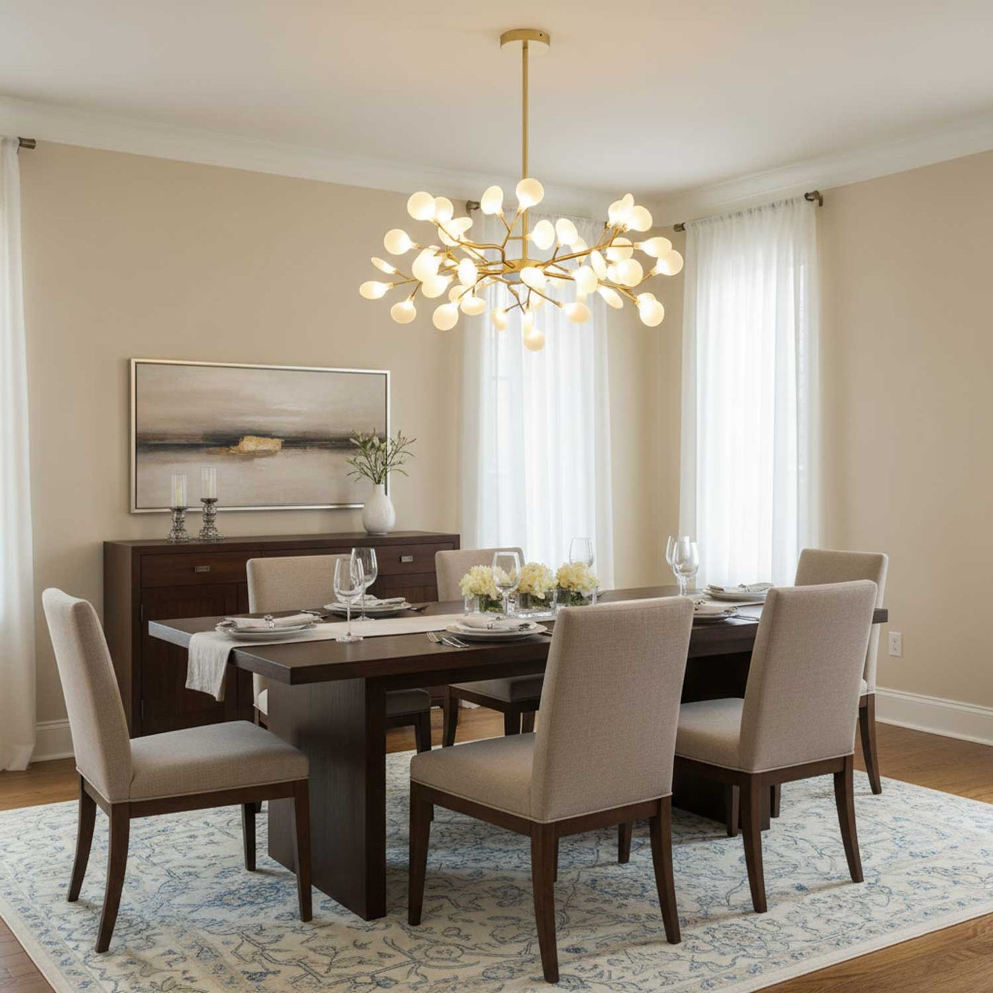 LED Firefly Sputnik Chandelier - Modern Design with Adjustable Arms