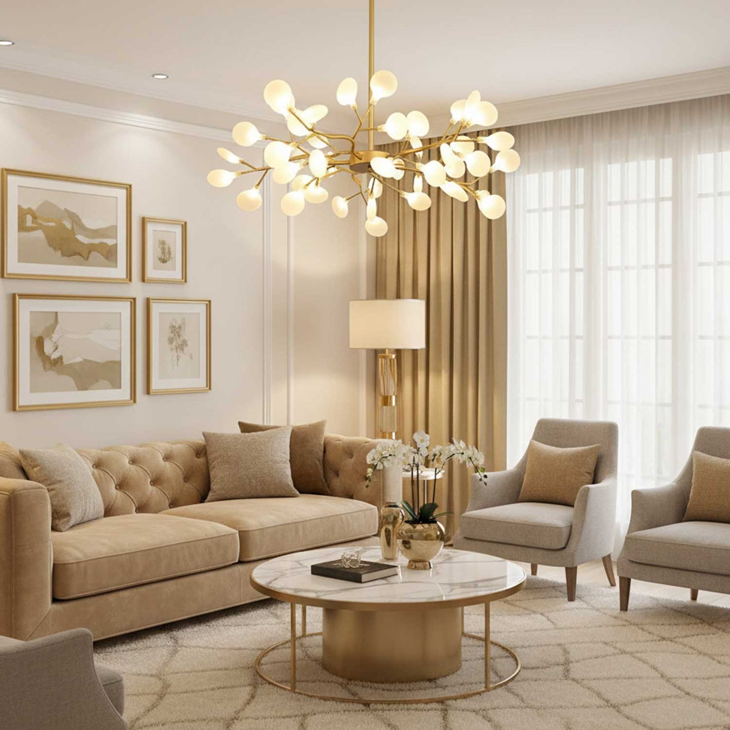 LED Firefly Sputnik Chandelier - Modern Design with Adjustable Arms