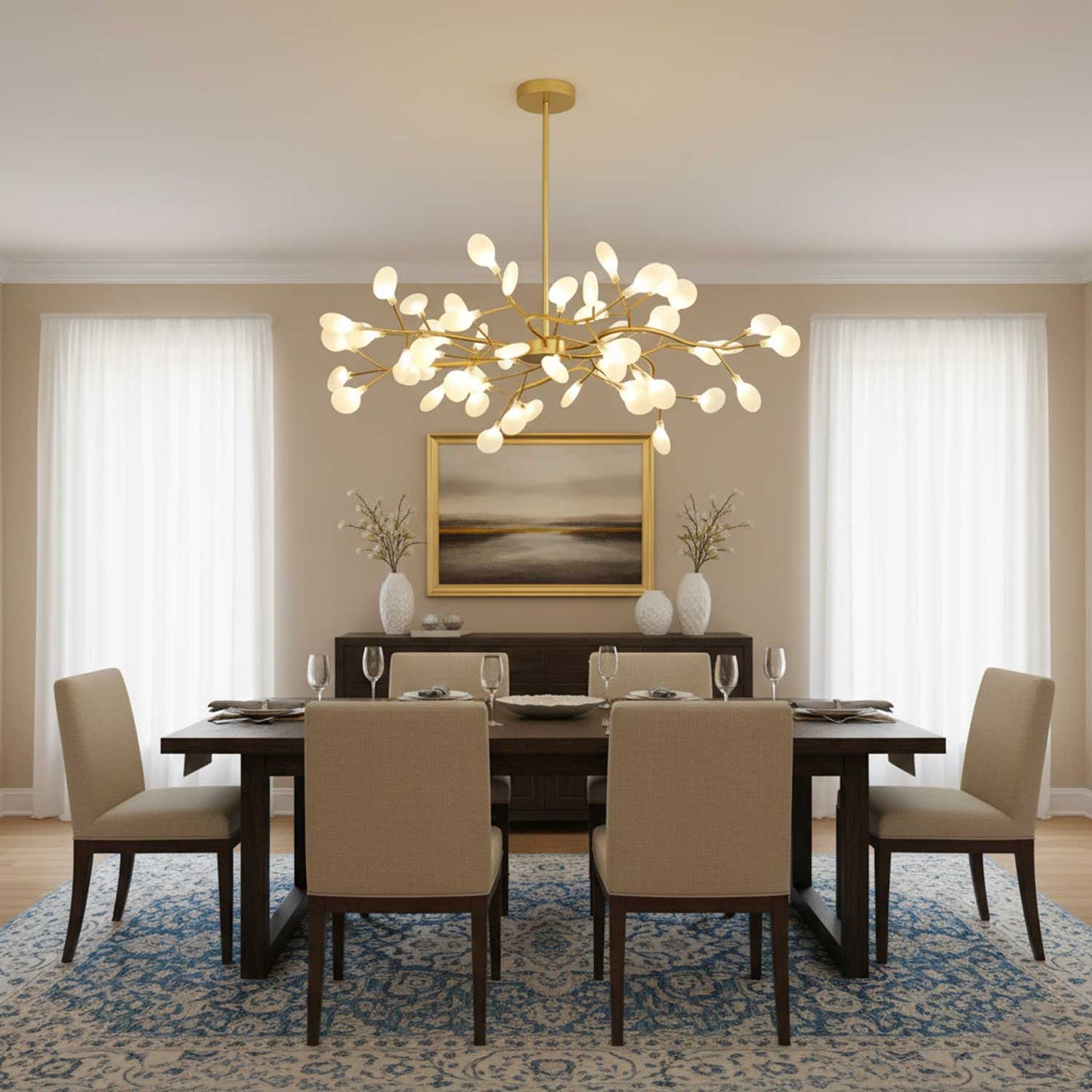 LED Firefly Sputnik Chandelier - Modern Design with Adjustable Arms
