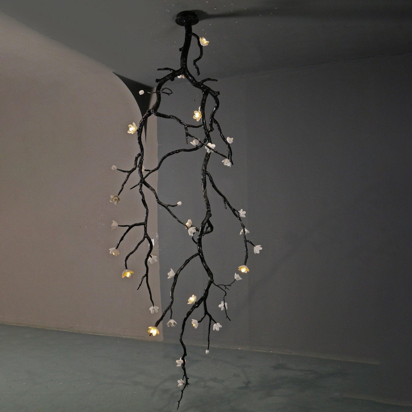 Elegant Large Long Branch Flower Chandelier with Adjustable Height & D
