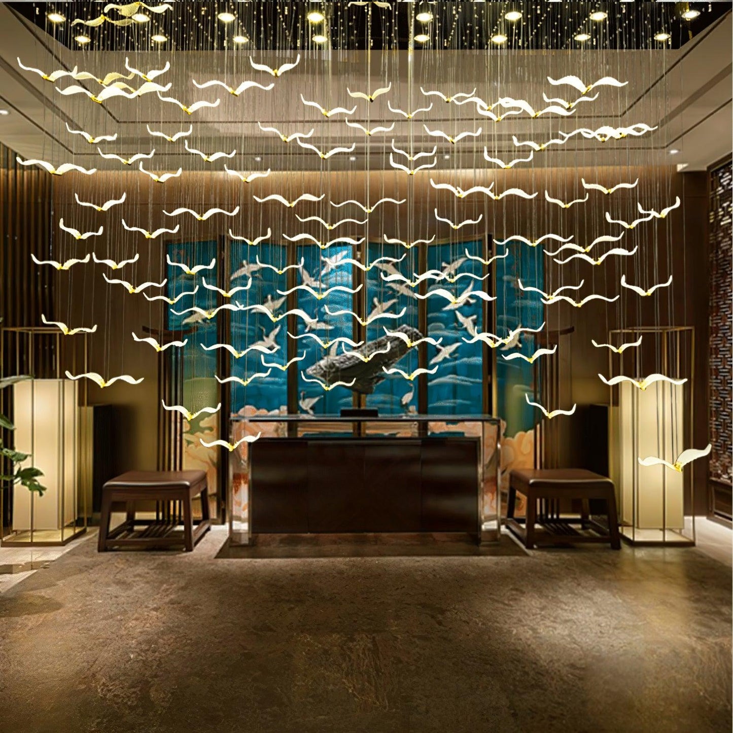 Elegant Large Seagull Chandelier - Adjustable Height, Energy-Efficient