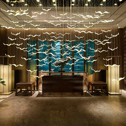 Elegant Large Seagull Chandelier - Adjustable Height, Energy-Efficient