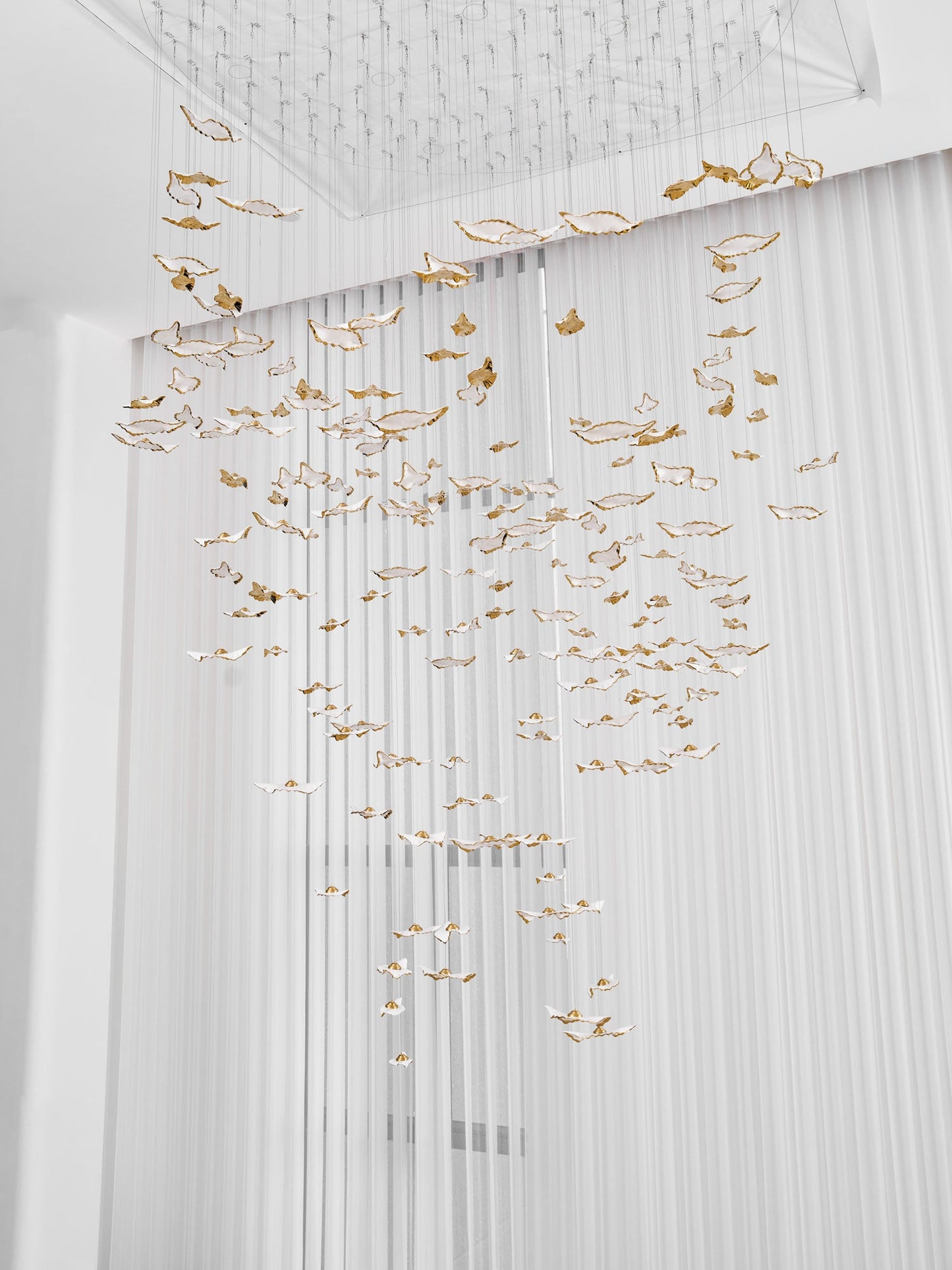 Customizable Leaf Twisted Sculptural Chandelier with Adjustable Height