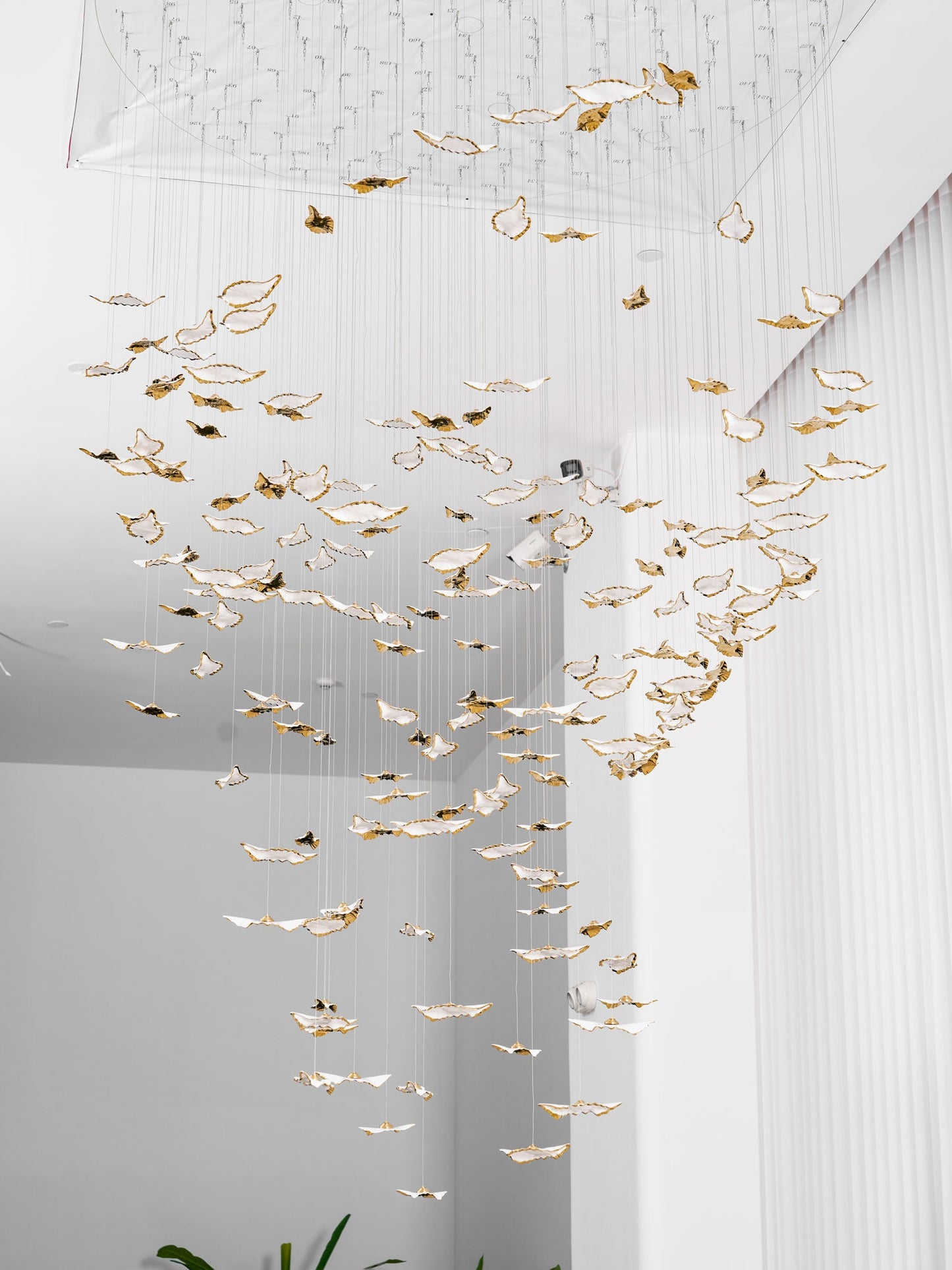 Customizable Leaf Twisted Sculptural Chandelier with Adjustable Height