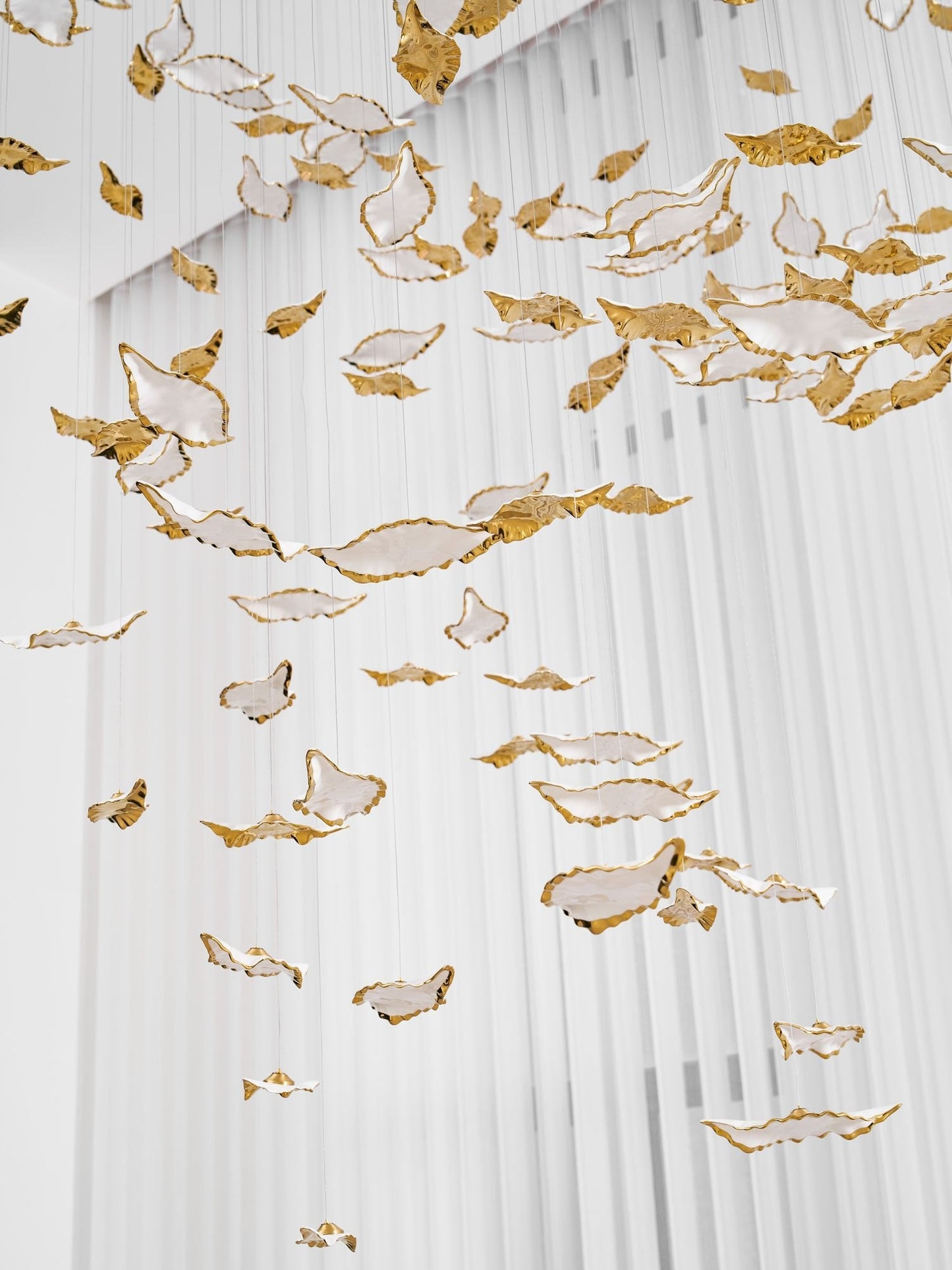 Customizable Leaf Twisted Sculptural Chandelier with Adjustable Height