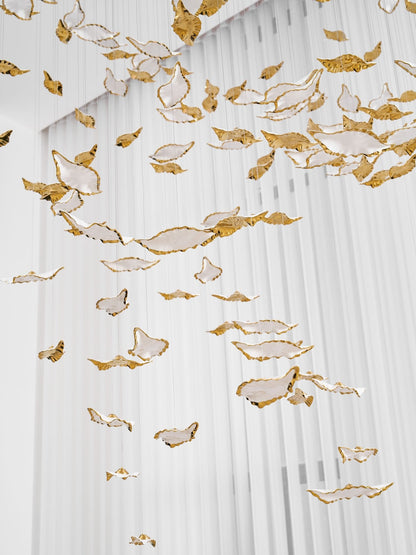 Customizable Leaf Twisted Sculptural Chandelier with Adjustable Height