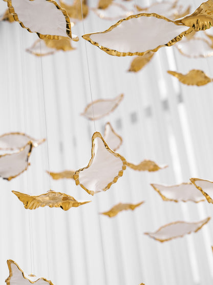 Customizable Leaf Twisted Sculptural Chandelier with Adjustable Height