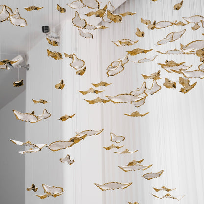 Customizable Leaf Twisted Sculptural Chandelier with Adjustable Height
