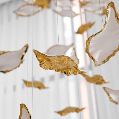 Customizable Leaf Twisted Sculptural Chandelier with Adjustable Height