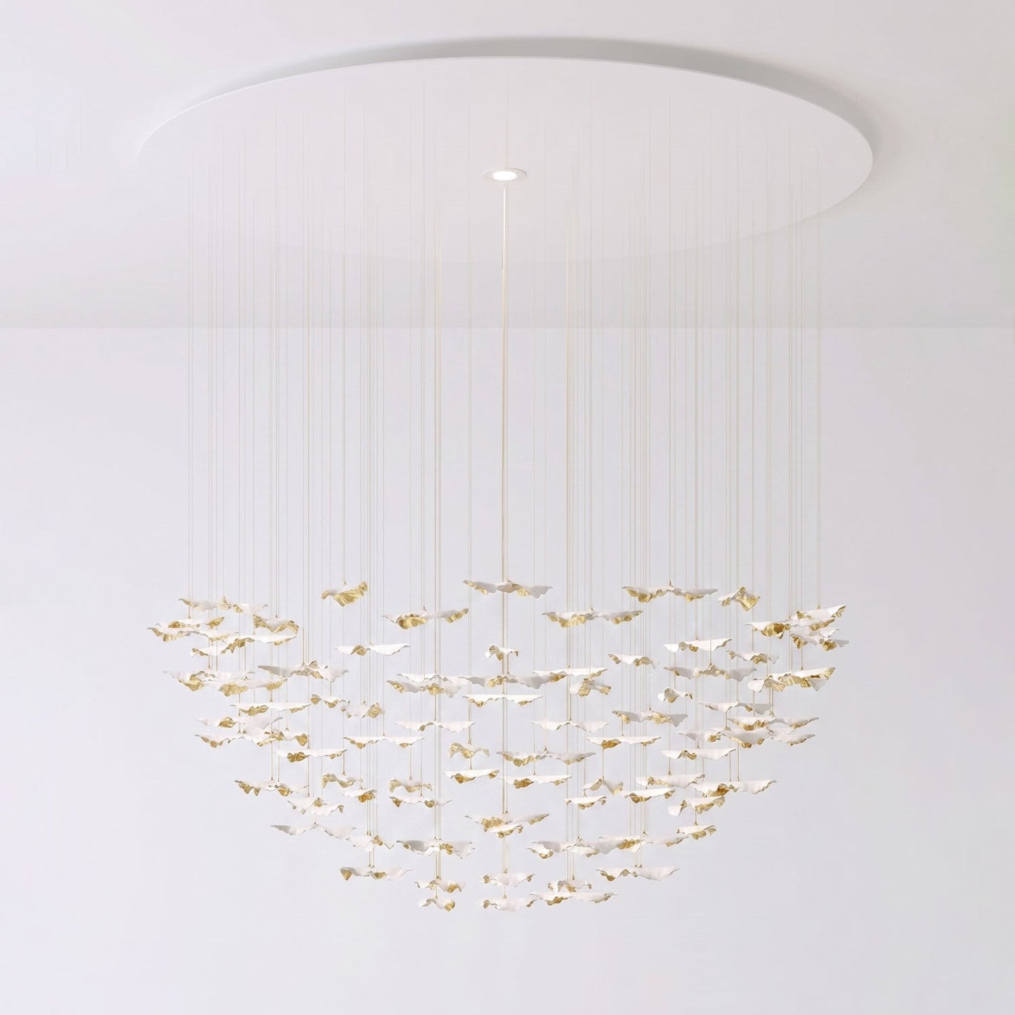Customizable Leaf Twisted Sculptural Chandelier with Adjustable Height
