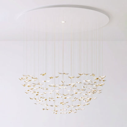 Customizable Leaf Twisted Sculptural Chandelier with Adjustable Height