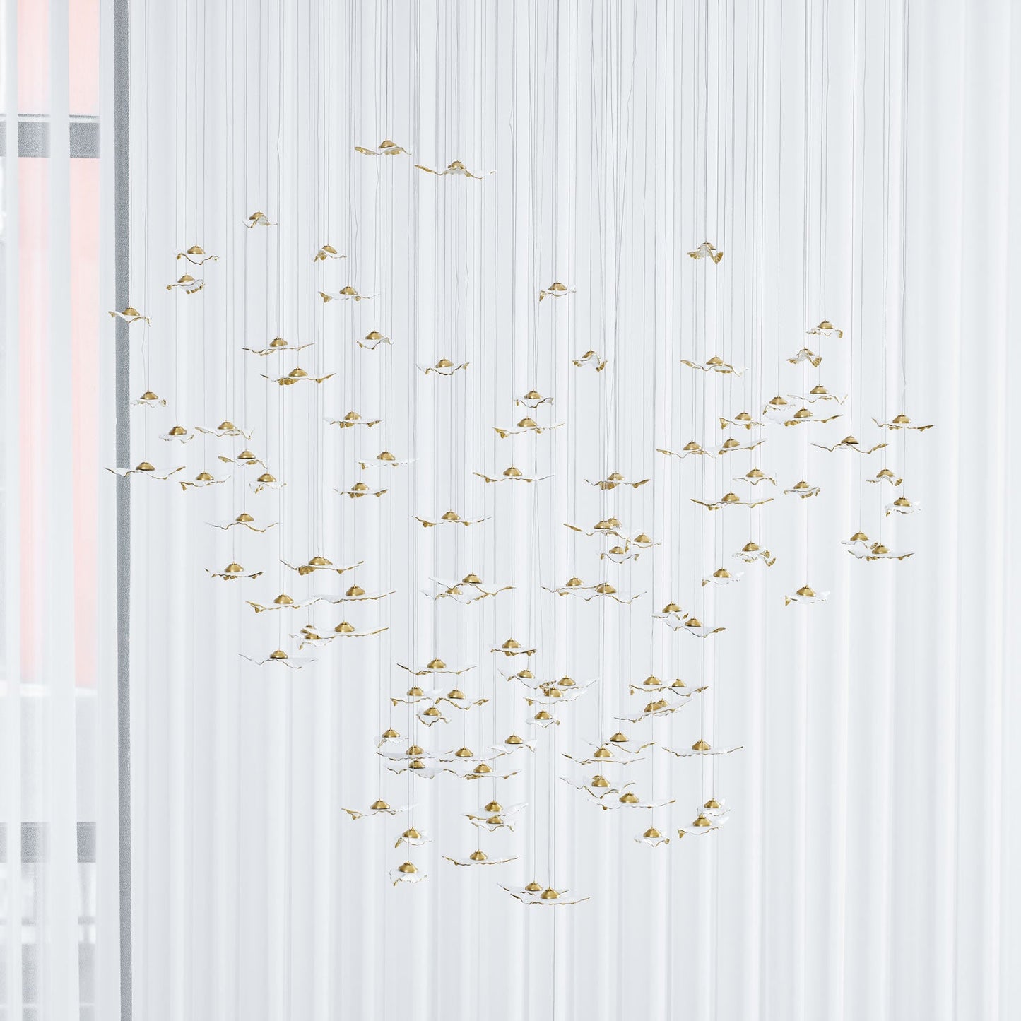 Customizable Leaf Twisted Sculptural Chandelier with Adjustable Height