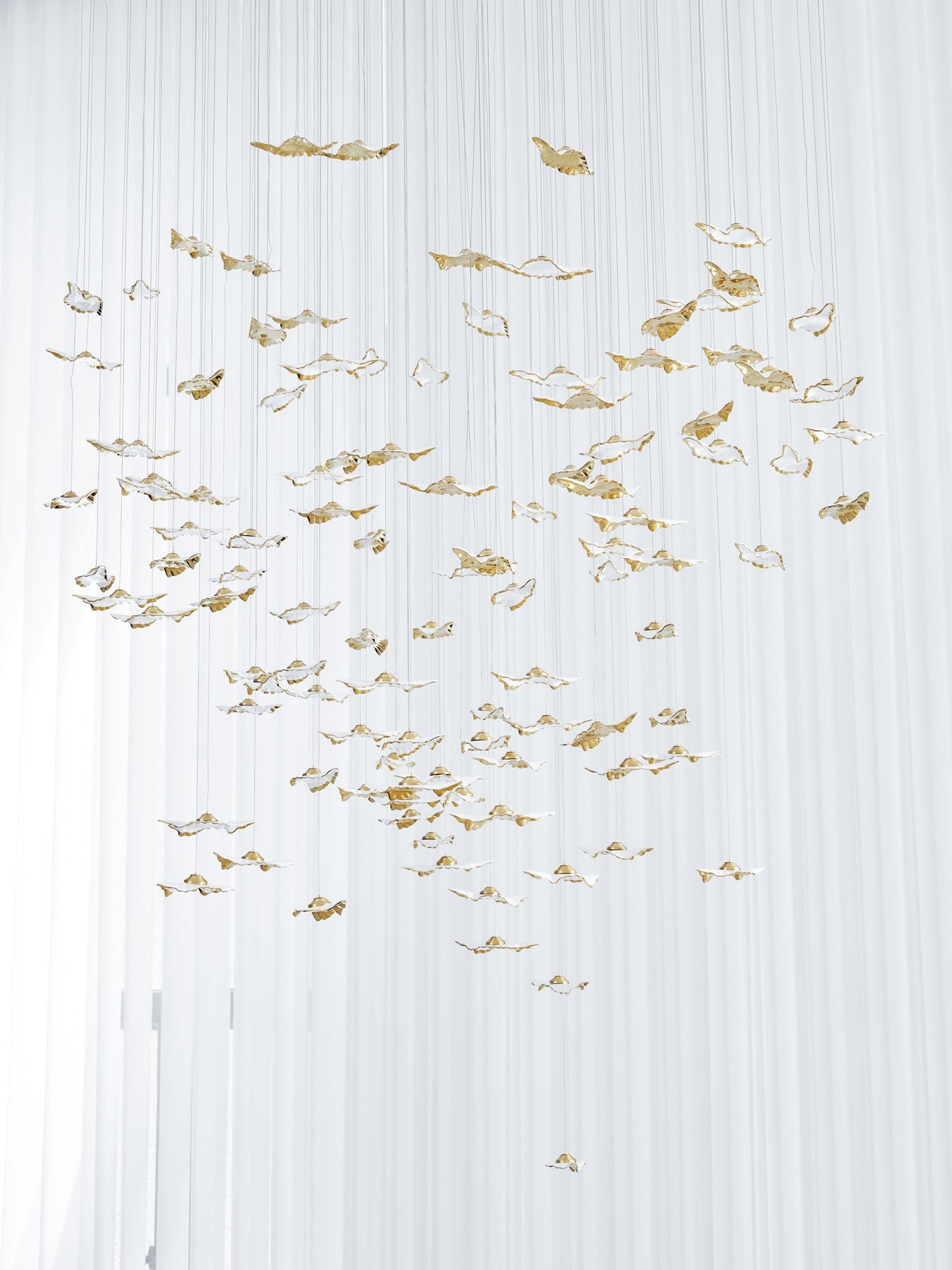 Customizable Leaf Twisted Sculptural Chandelier with Adjustable Height