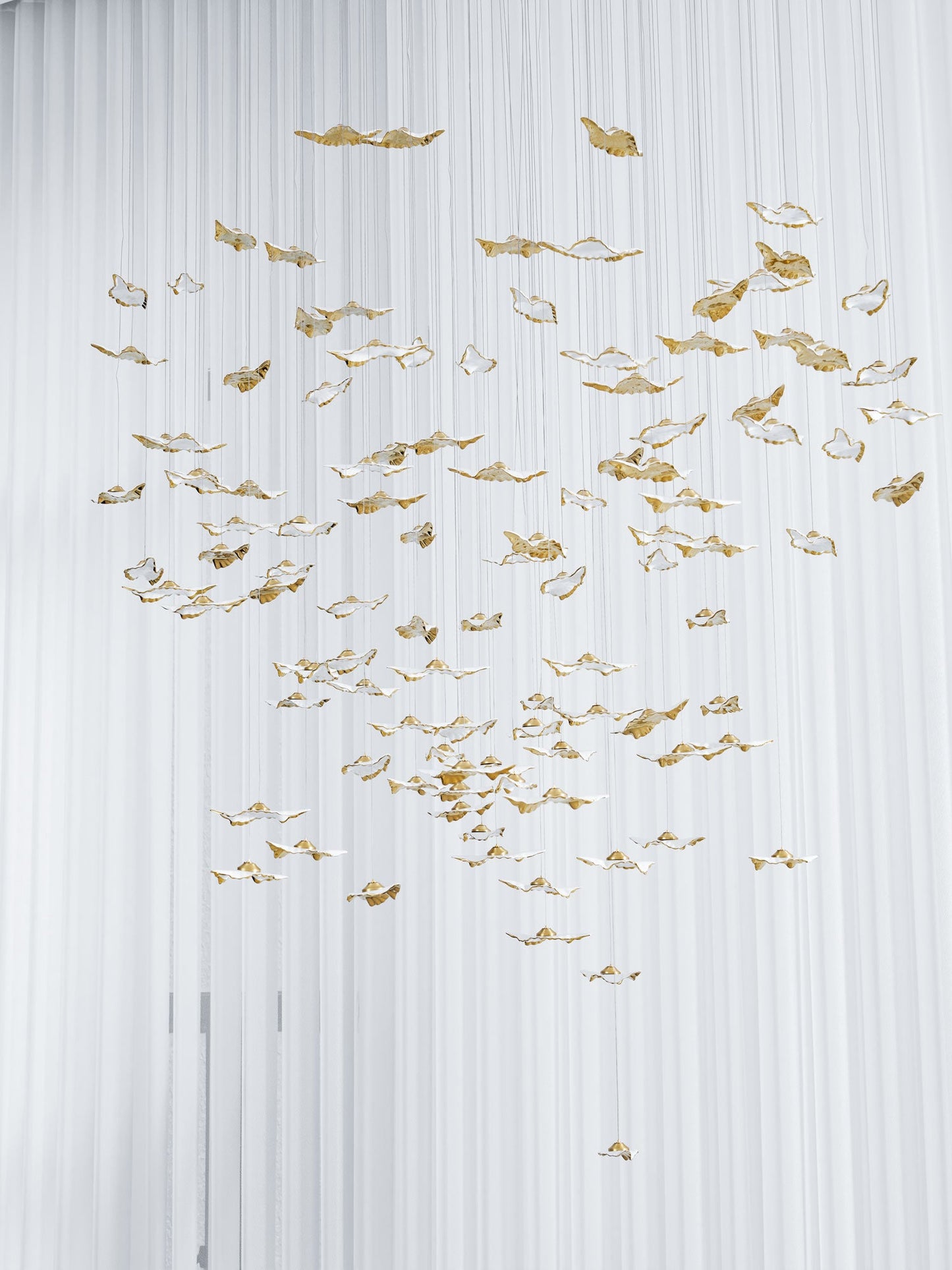 Customizable Leaf Twisted Sculptural Chandelier with Adjustable Height