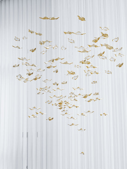 Customizable Leaf Twisted Sculptural Chandelier with Adjustable Height