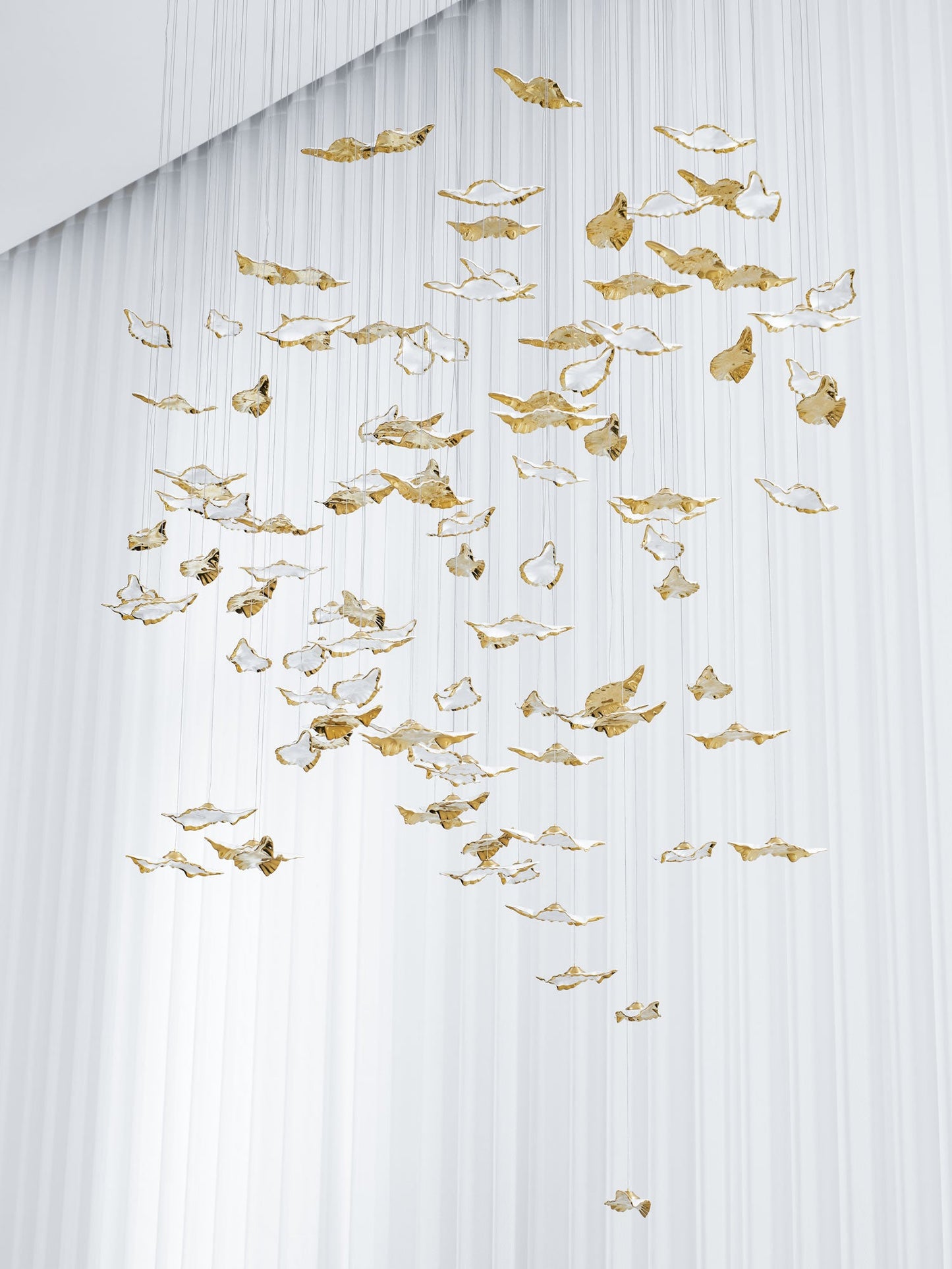 Customizable Leaf Twisted Sculptural Chandelier with Adjustable Height