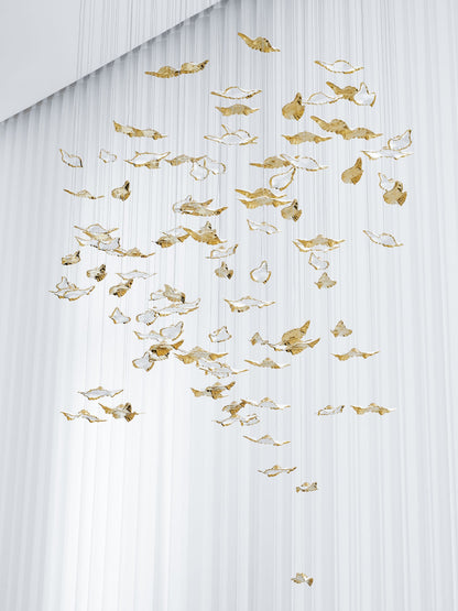 Customizable Leaf Twisted Sculptural Chandelier with Adjustable Height