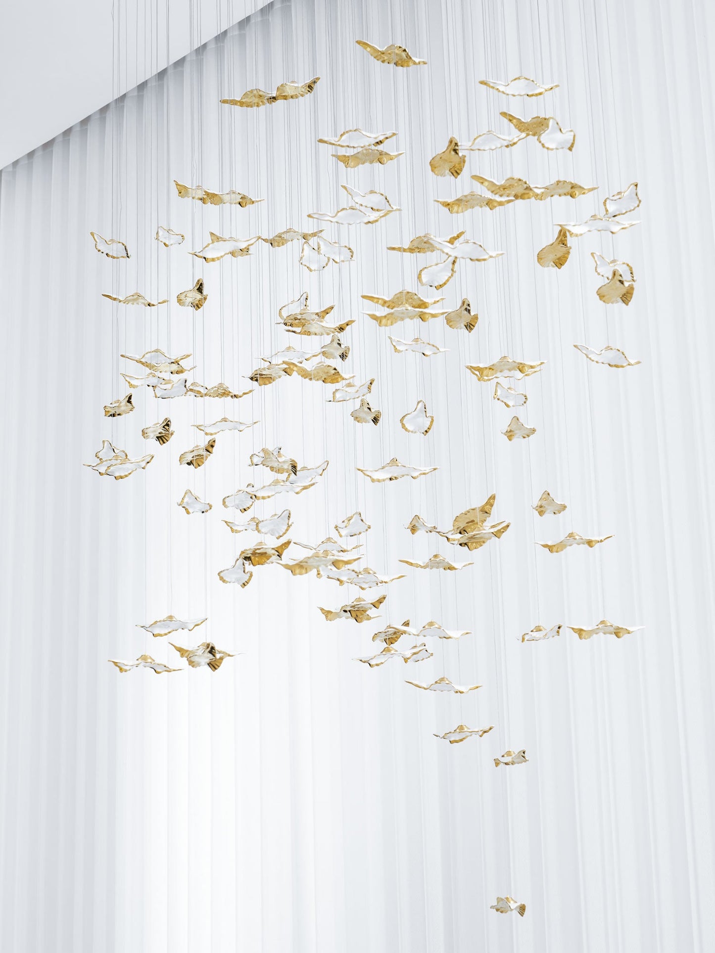 Customizable Leaf Twisted Sculptural Chandelier with Adjustable Height