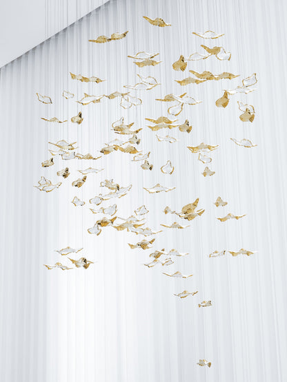 Customizable Leaf Twisted Sculptural Chandelier with Adjustable Height