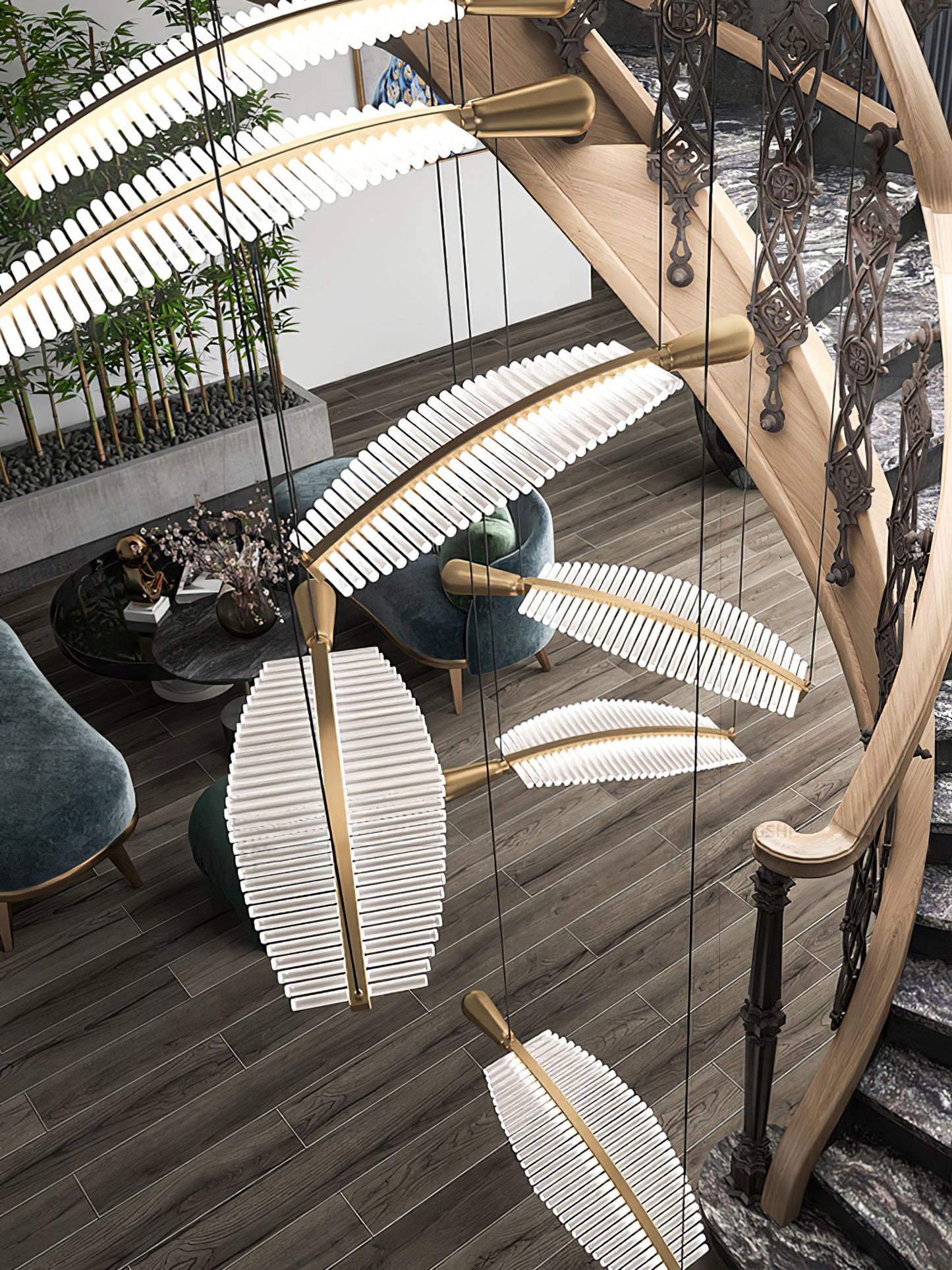 Modern Leaf LED Chandelier - Dimmable, Energy-Efficient Lighting