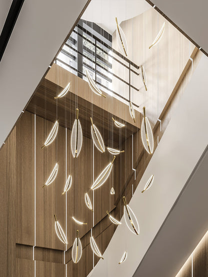 Modern Leaf LED Chandelier - Dimmable, Energy-Efficient Lighting