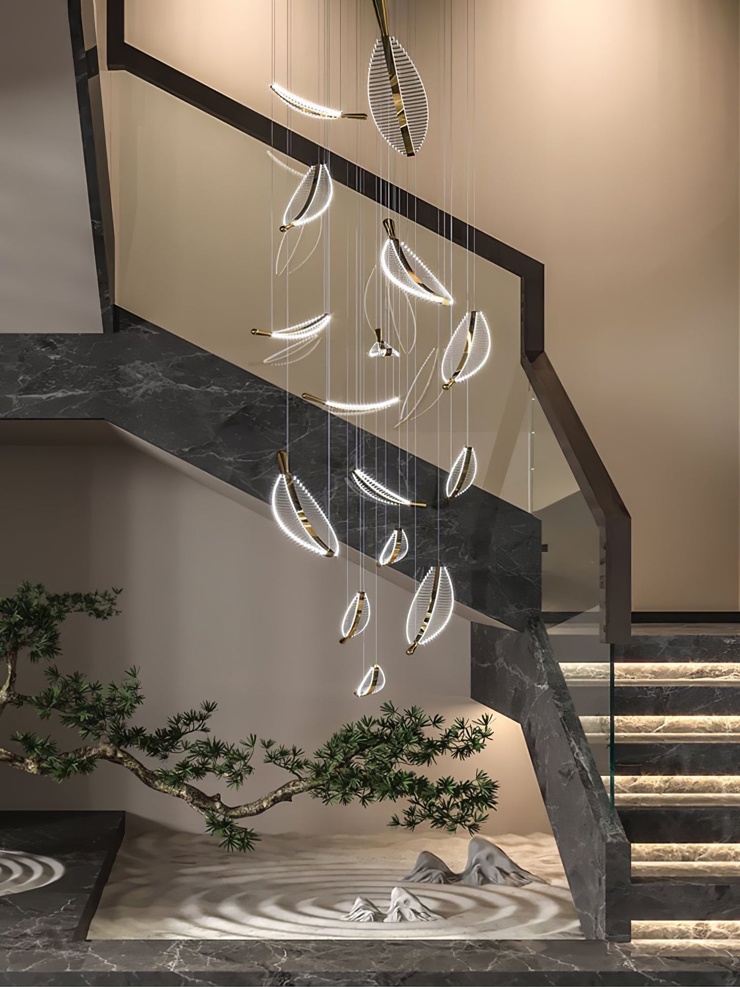 Modern Leaf LED Chandelier - Dimmable, Energy-Efficient Lighting