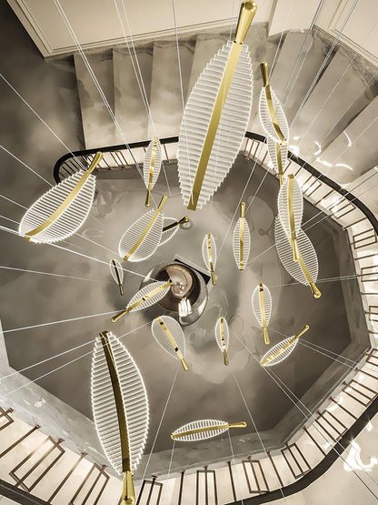 Modern Leaf LED Chandelier - Dimmable, Energy-Efficient Lighting