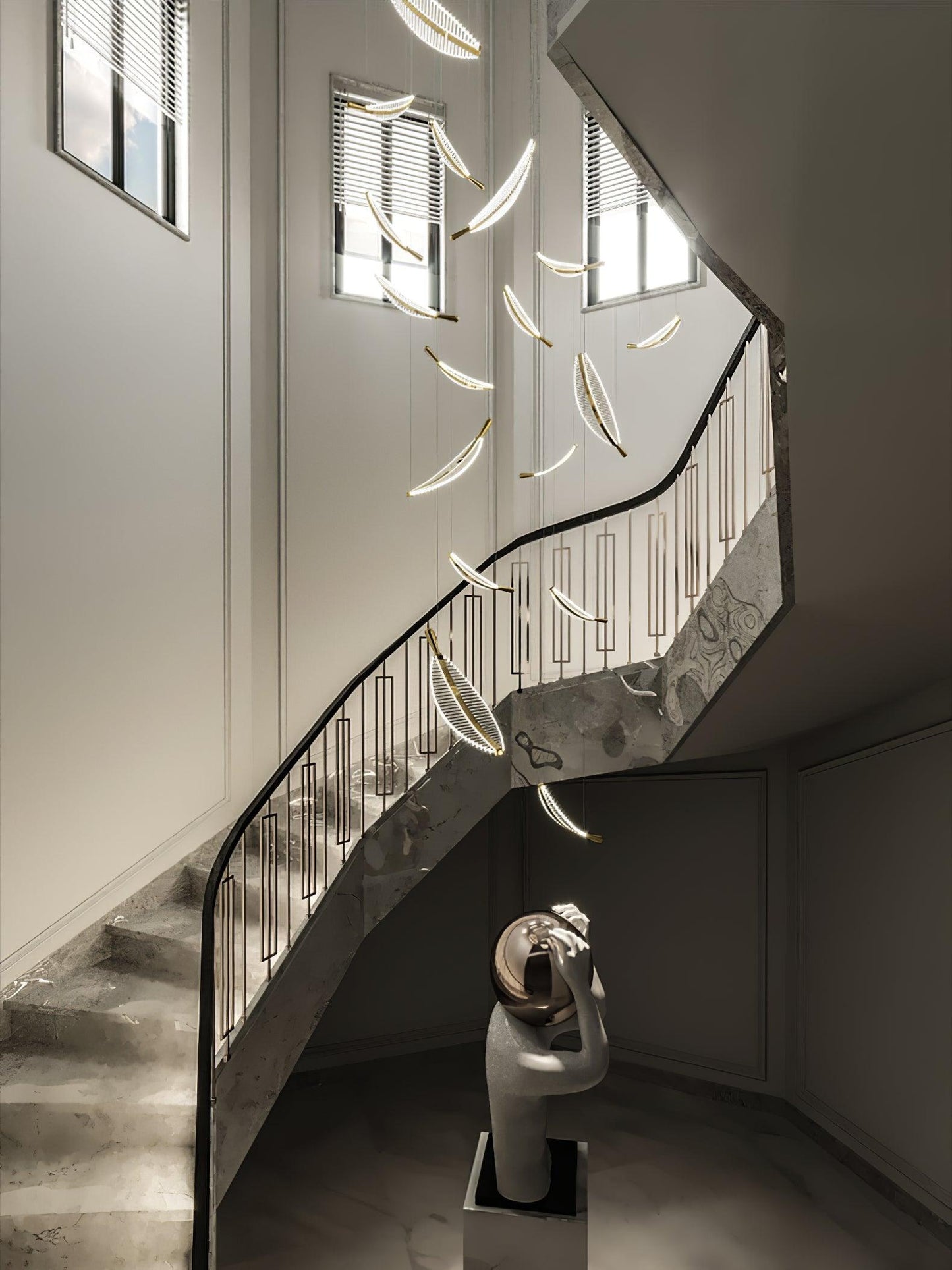 Modern Leaf LED Chandelier - Dimmable, Energy-Efficient Lighting
