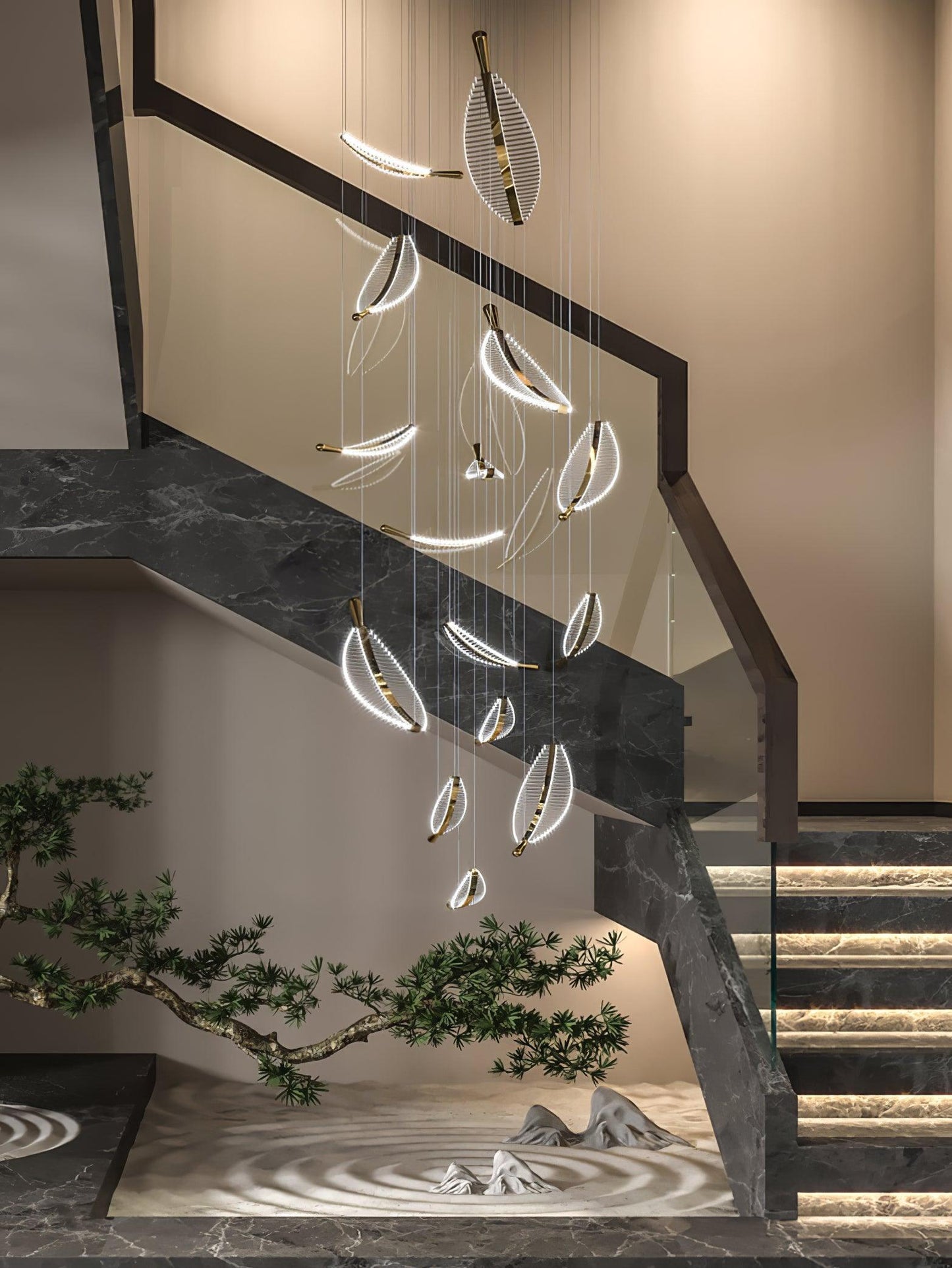 Modern Leaf LED Chandelier - Dimmable, Energy-Efficient Lighting