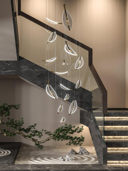 Modern Leaf LED Chandelier - Dimmable, Energy-Efficient Lighting