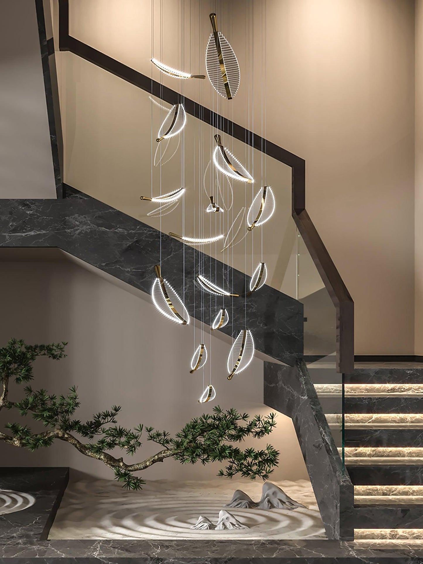 Modern Leaf LED Chandelier - Dimmable, Energy-Efficient Lighting
