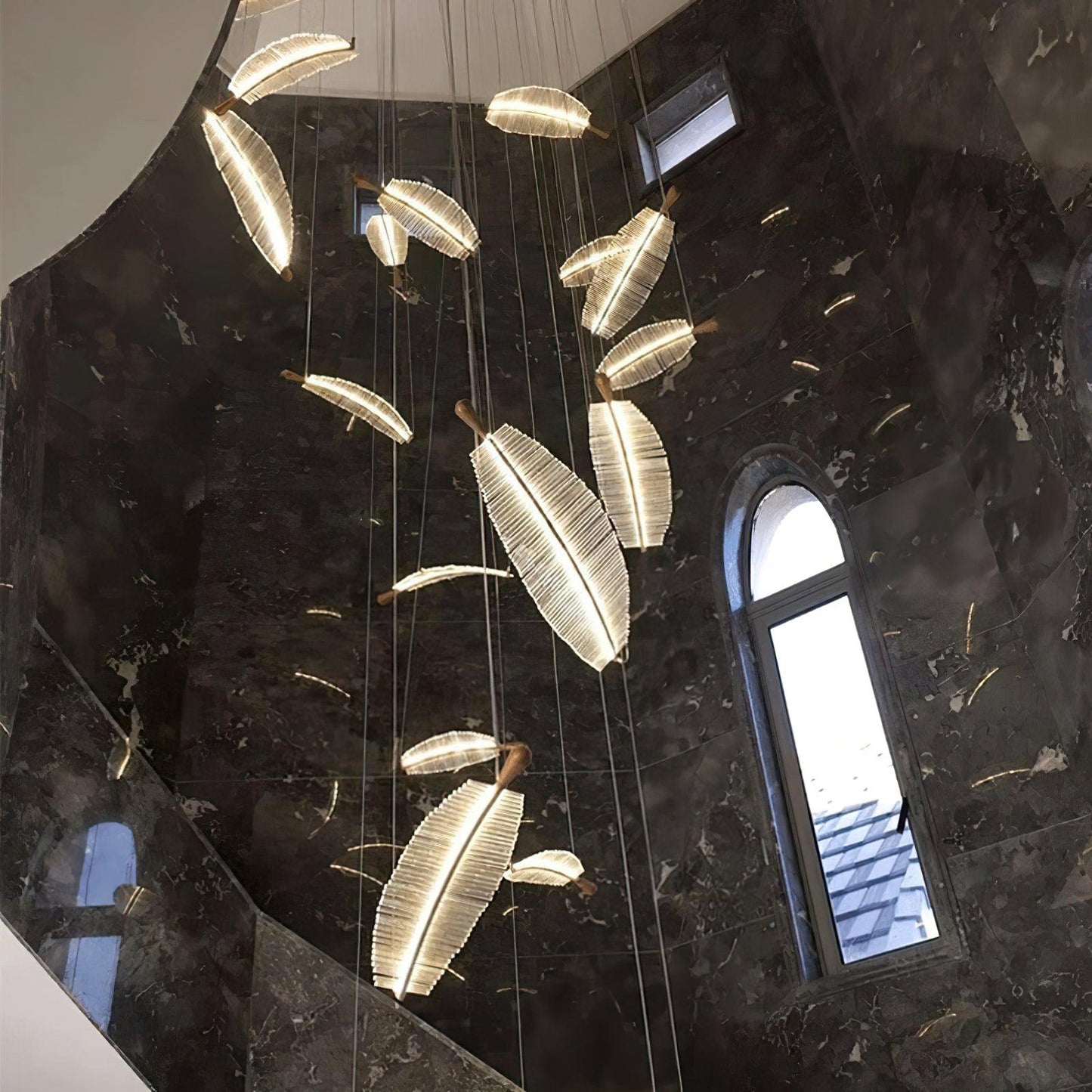 Modern Leaf LED Chandelier - Dimmable, Energy-Efficient Lighting