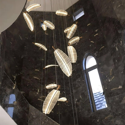 Modern Leaf LED Chandelier - Dimmable, Energy-Efficient Lighting