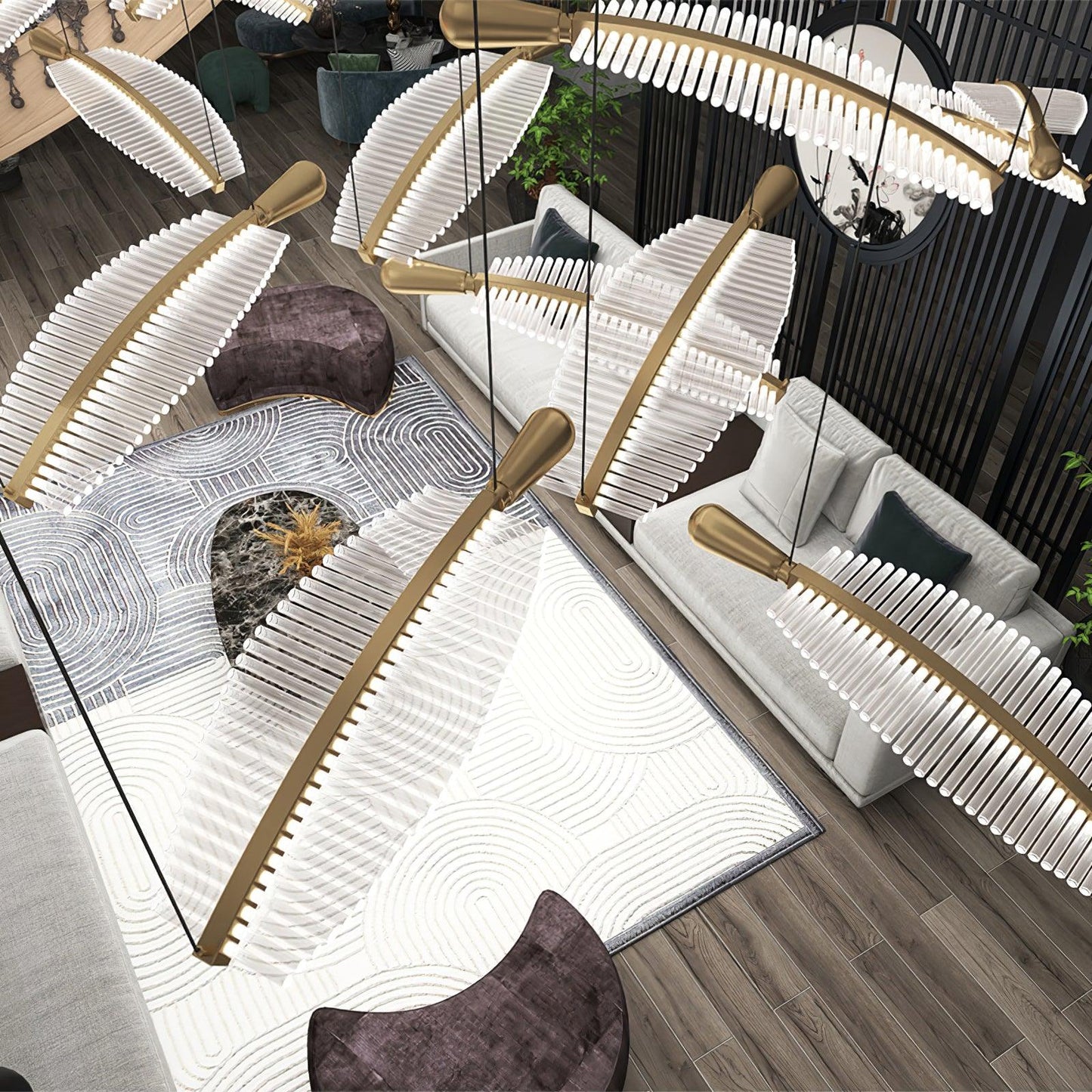 Modern Leaf LED Chandelier - Dimmable, Energy-Efficient Lighting