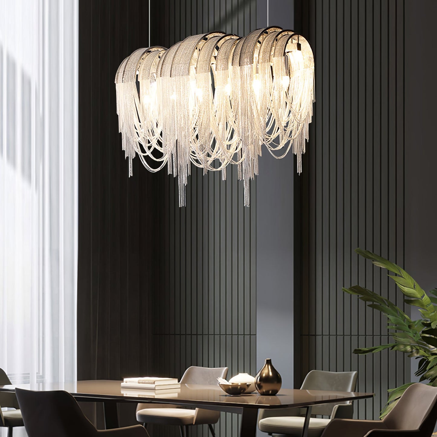 Elegant Length Chains Chandelier - Adjustable Height, Modern Design