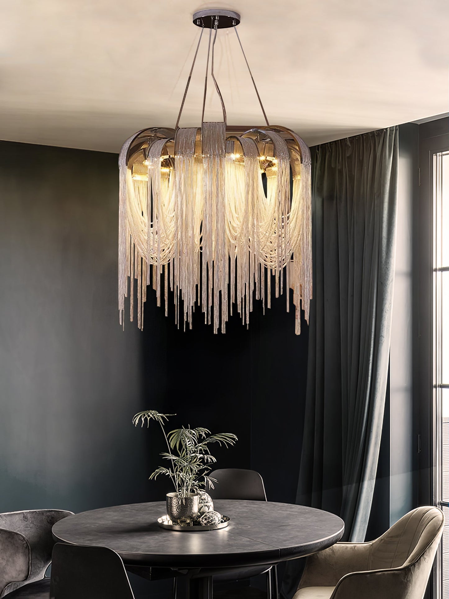 Elegant Length Chains Chandelier - Adjustable Height, Modern Design