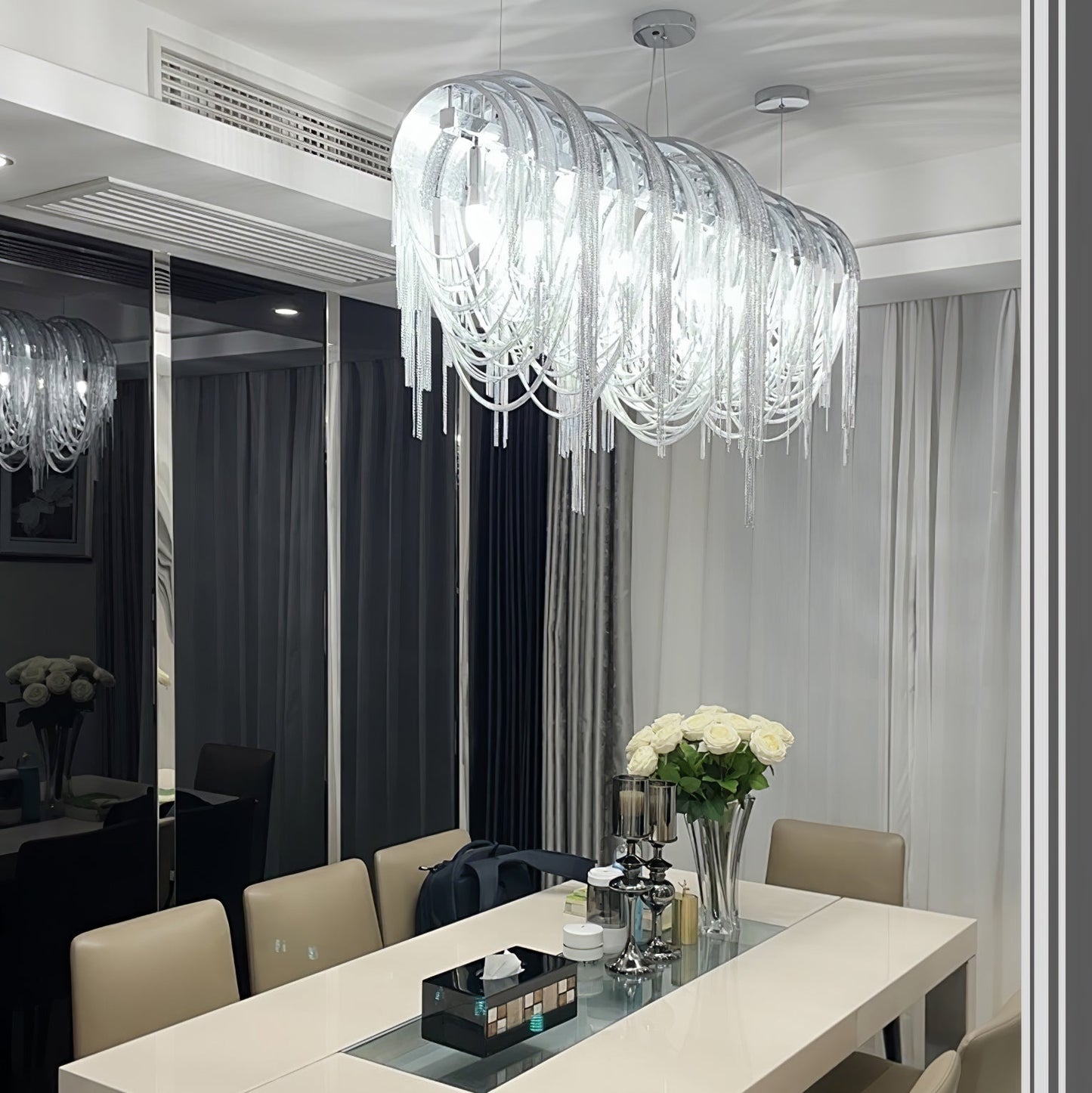 Elegant Length Chains Chandelier - Adjustable Height, Modern Design