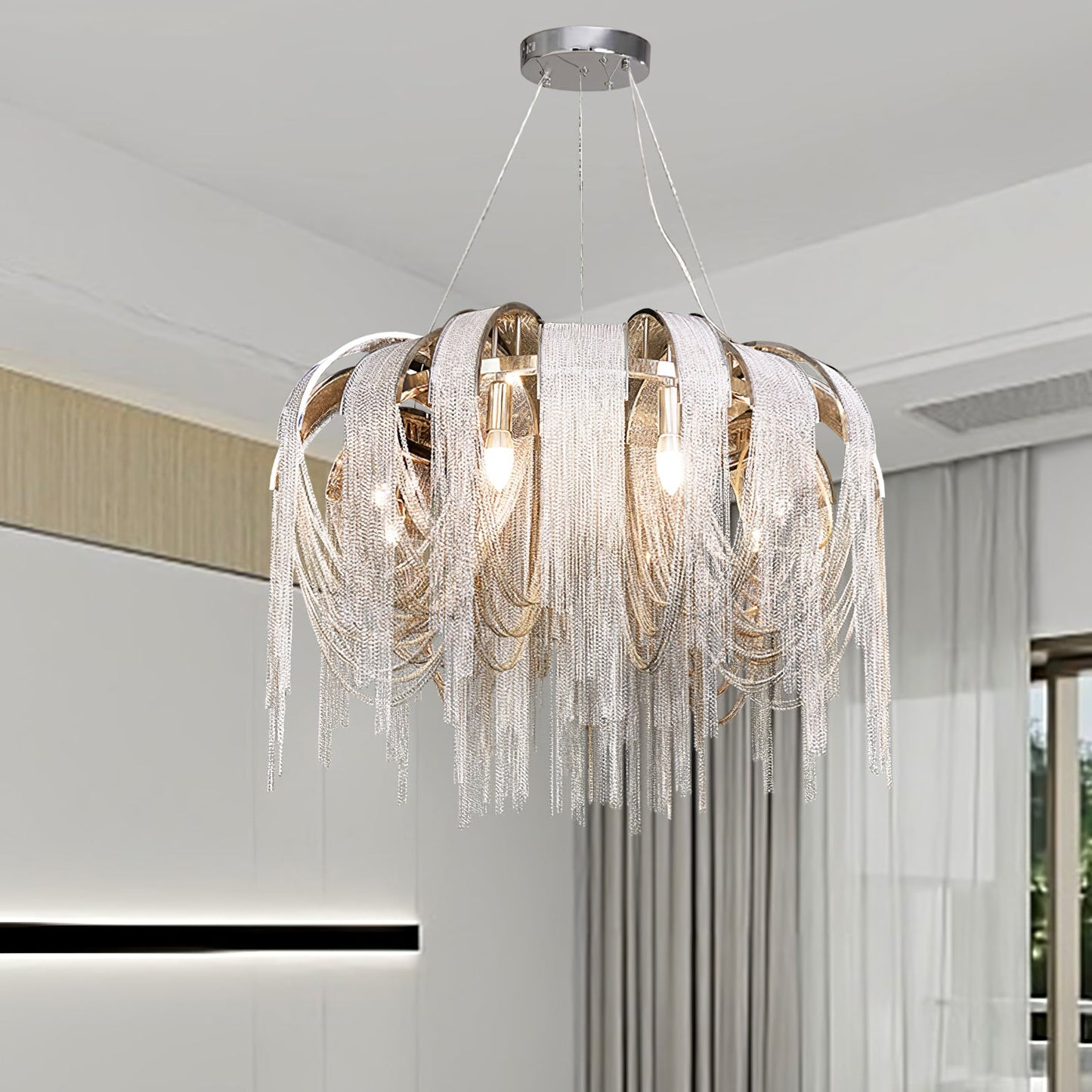 Elegant Length Chains Chandelier - Adjustable Height, Modern Design