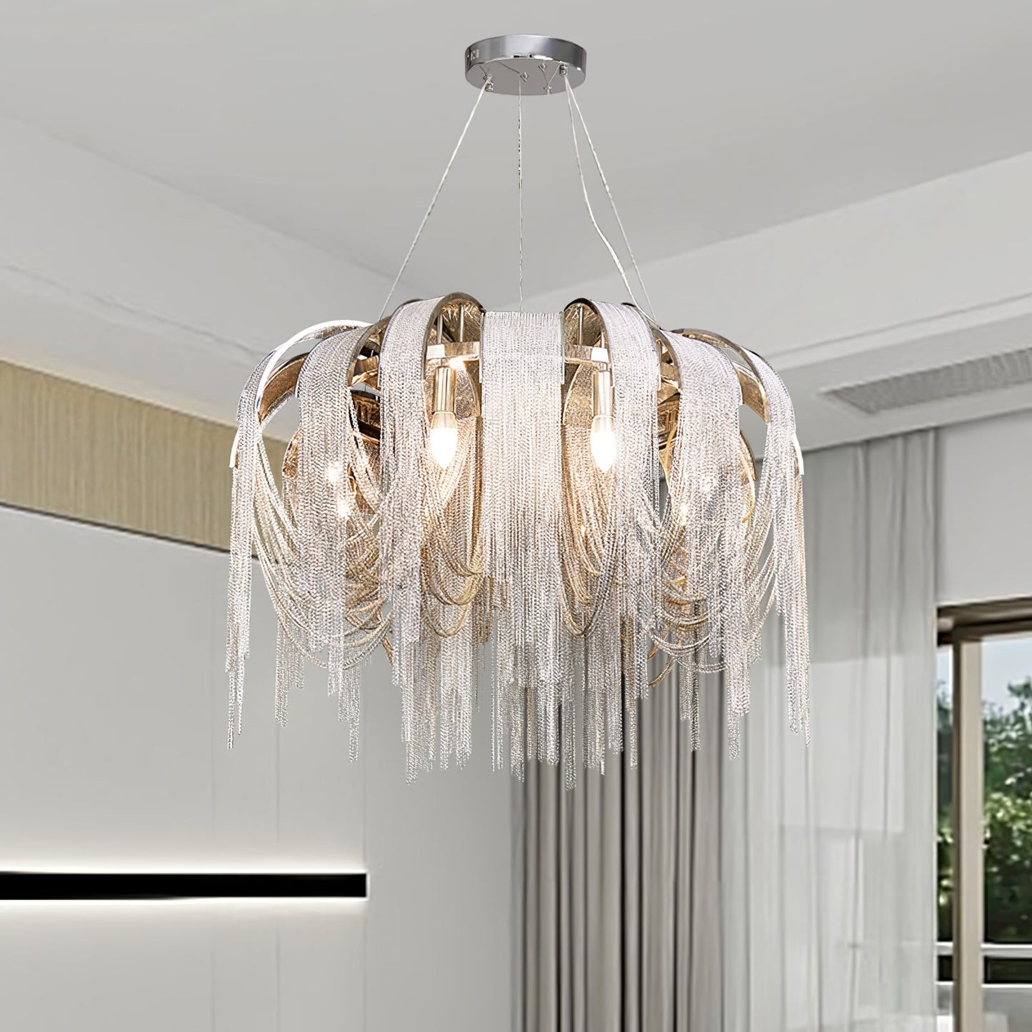 Elegant Length Chains Chandelier - Adjustable Height, Modern Design