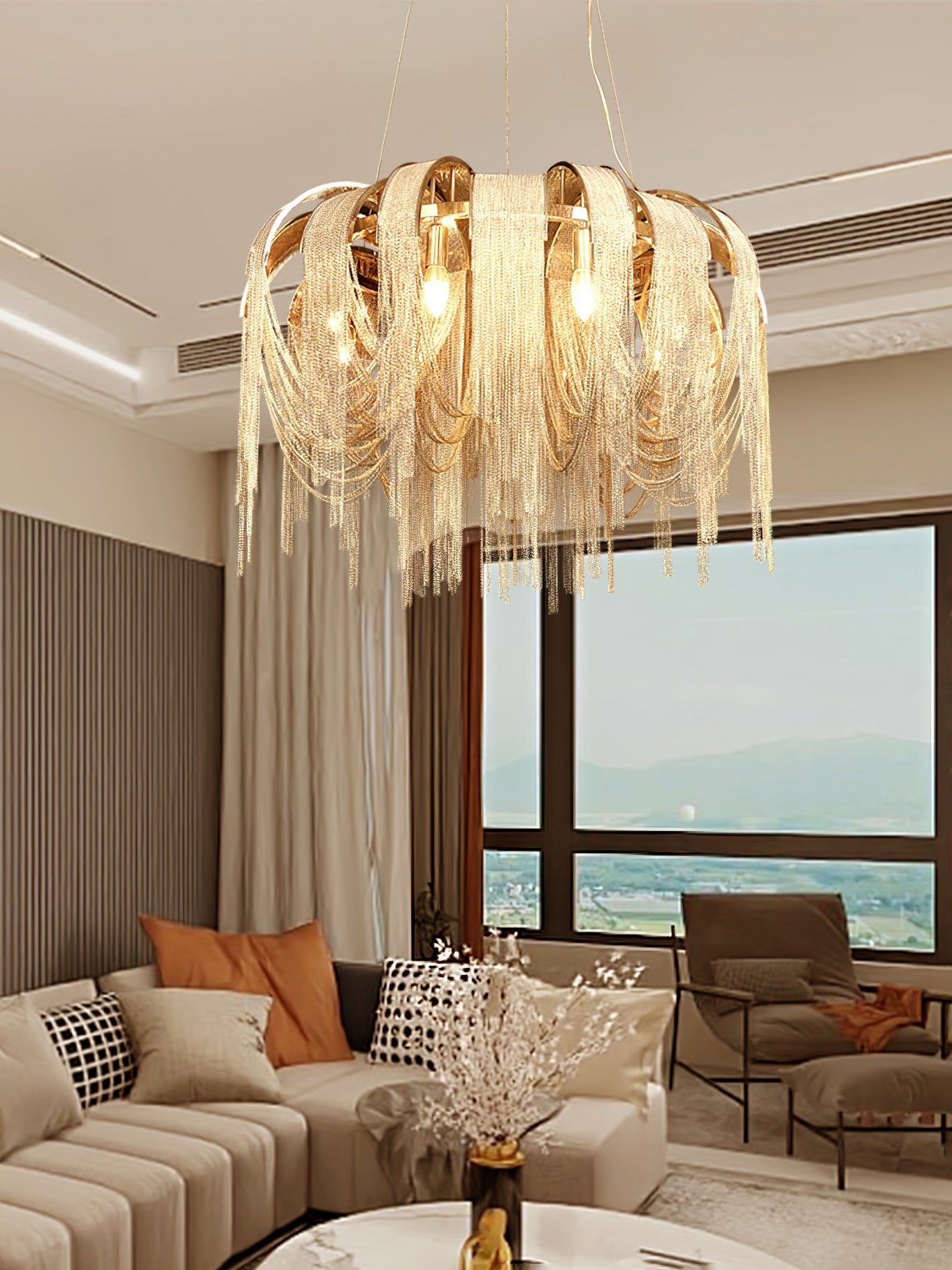 Elegant Length Chains Chandelier - Adjustable Height, Modern Design