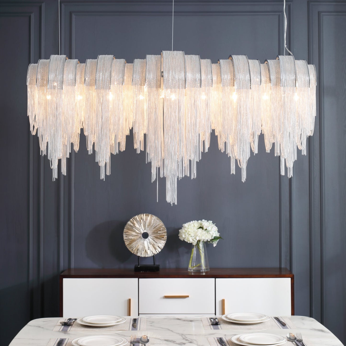 Elegant Length Chains Chandelier - Adjustable Height, Modern Design