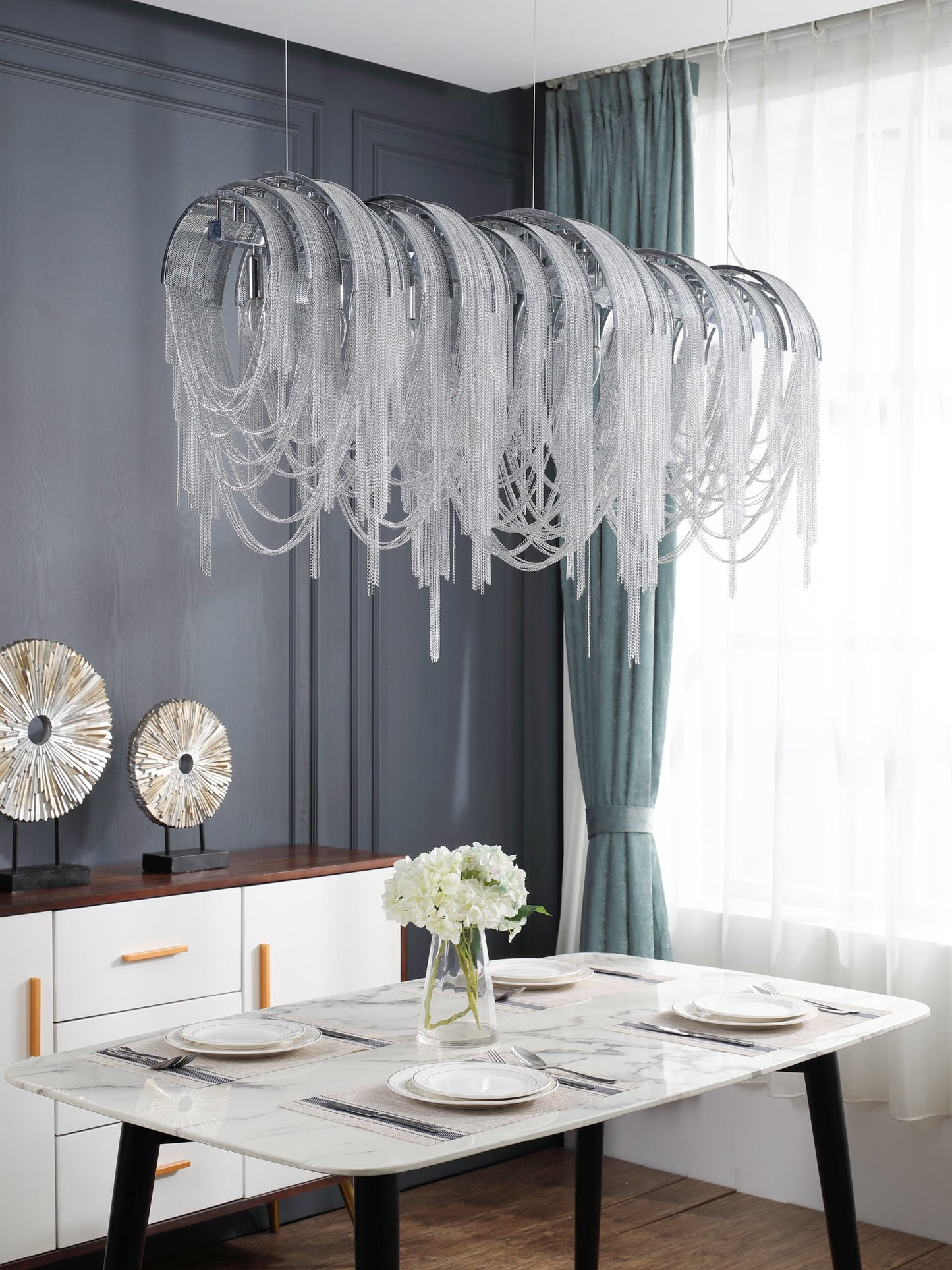 Elegant Length Chains Chandelier - Adjustable Height, Modern Design