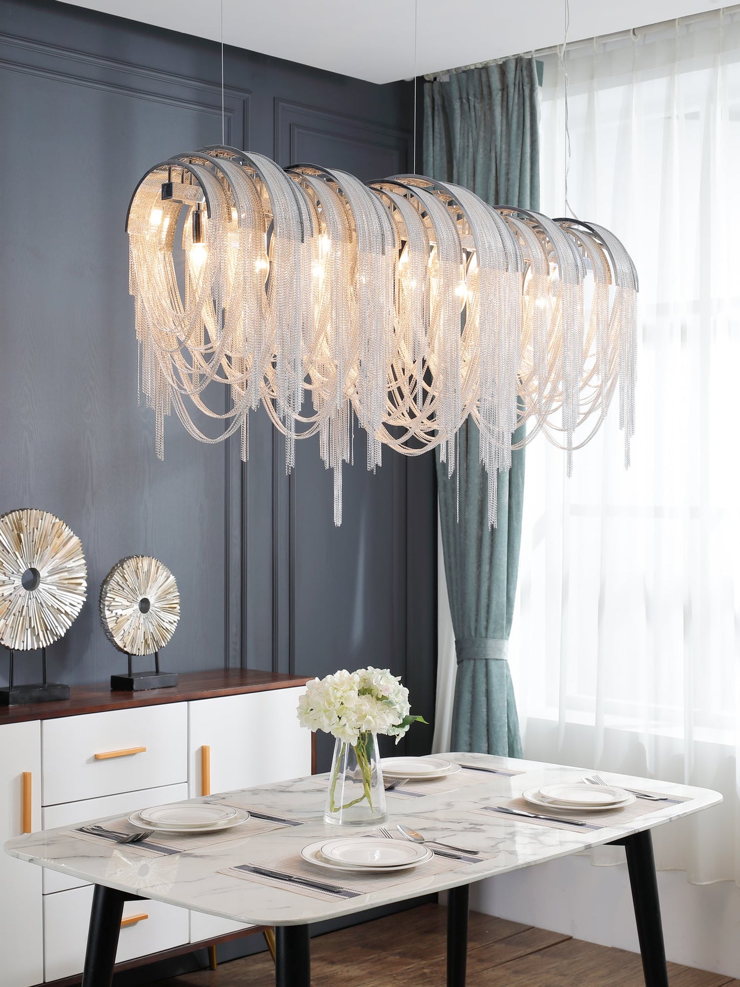 Elegant Length Chains Chandelier - Adjustable Height, Modern Design