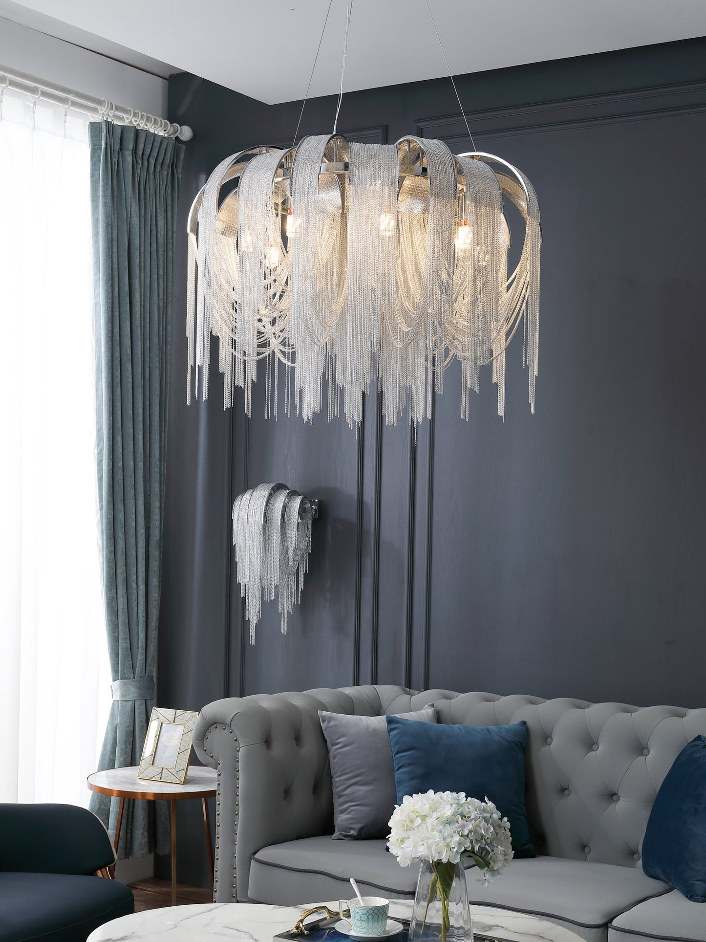 Elegant Length Chains Chandelier - Adjustable Height, Modern Design