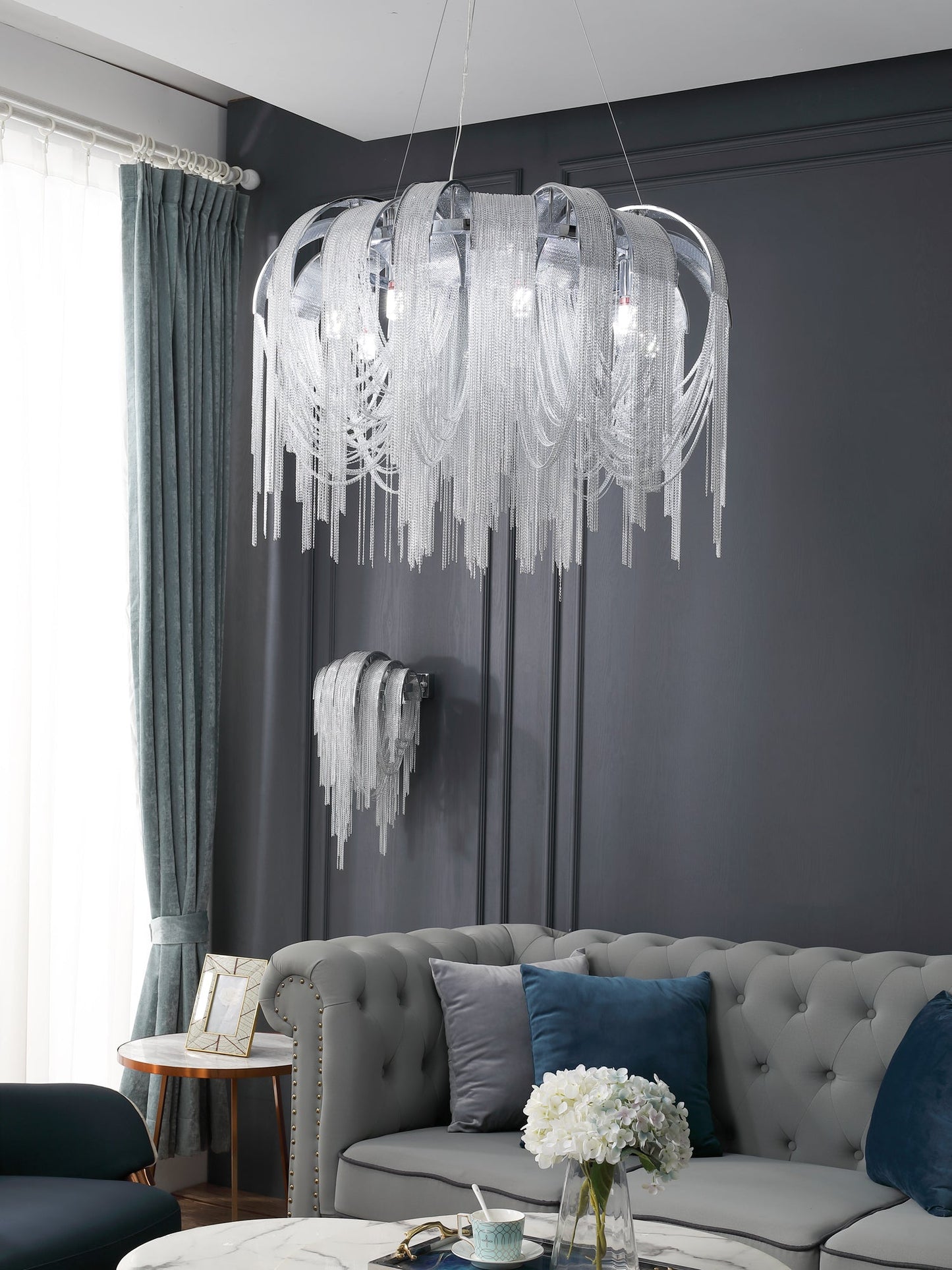 Elegant Length Chains Chandelier - Adjustable Height, Modern Design