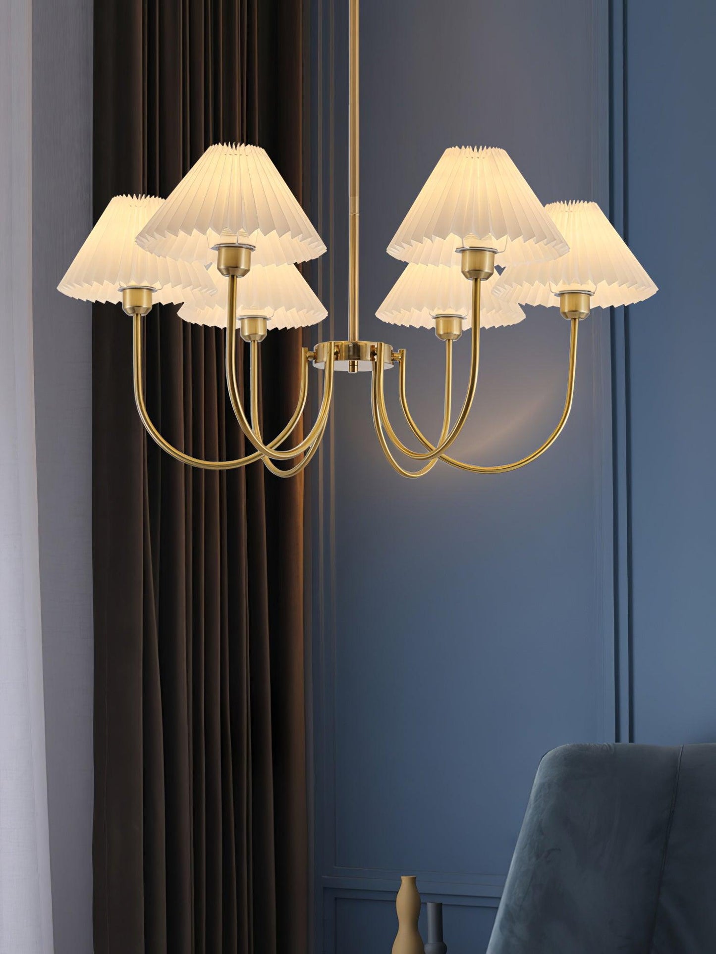 Lenore Pleated Chandelier - Elegant Design with Adjustable Height & So