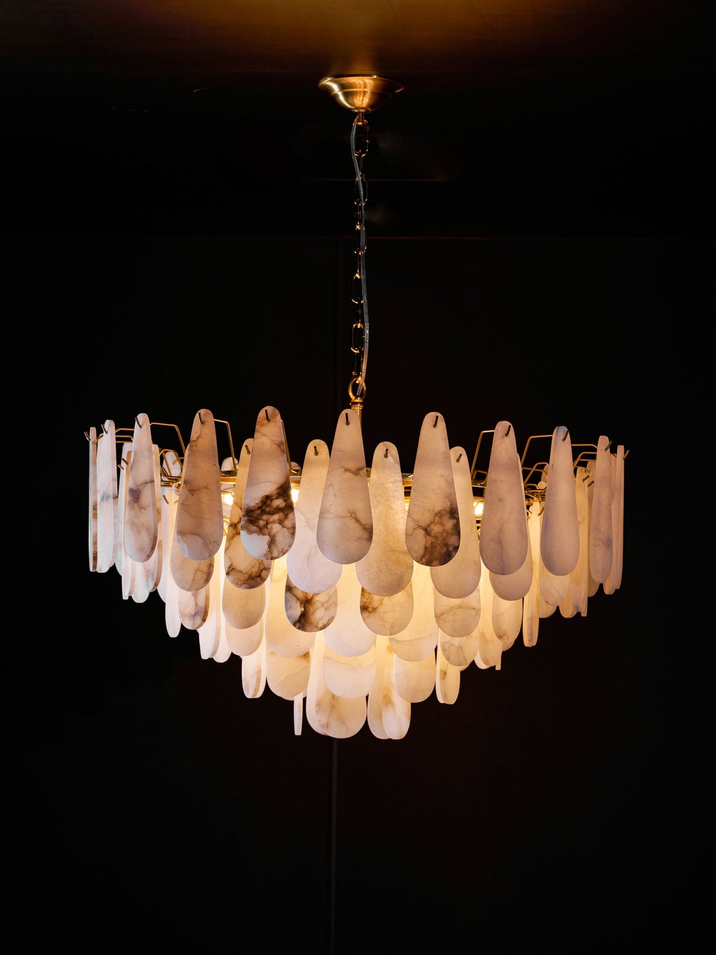 Leon Alabaster Chandelier - Elegant Design with Adjustable Height & LE